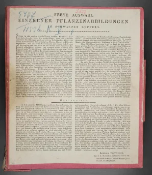 Freye Auswahl einzelner Pflanzenabbildungen in schwarzen Kupfern.