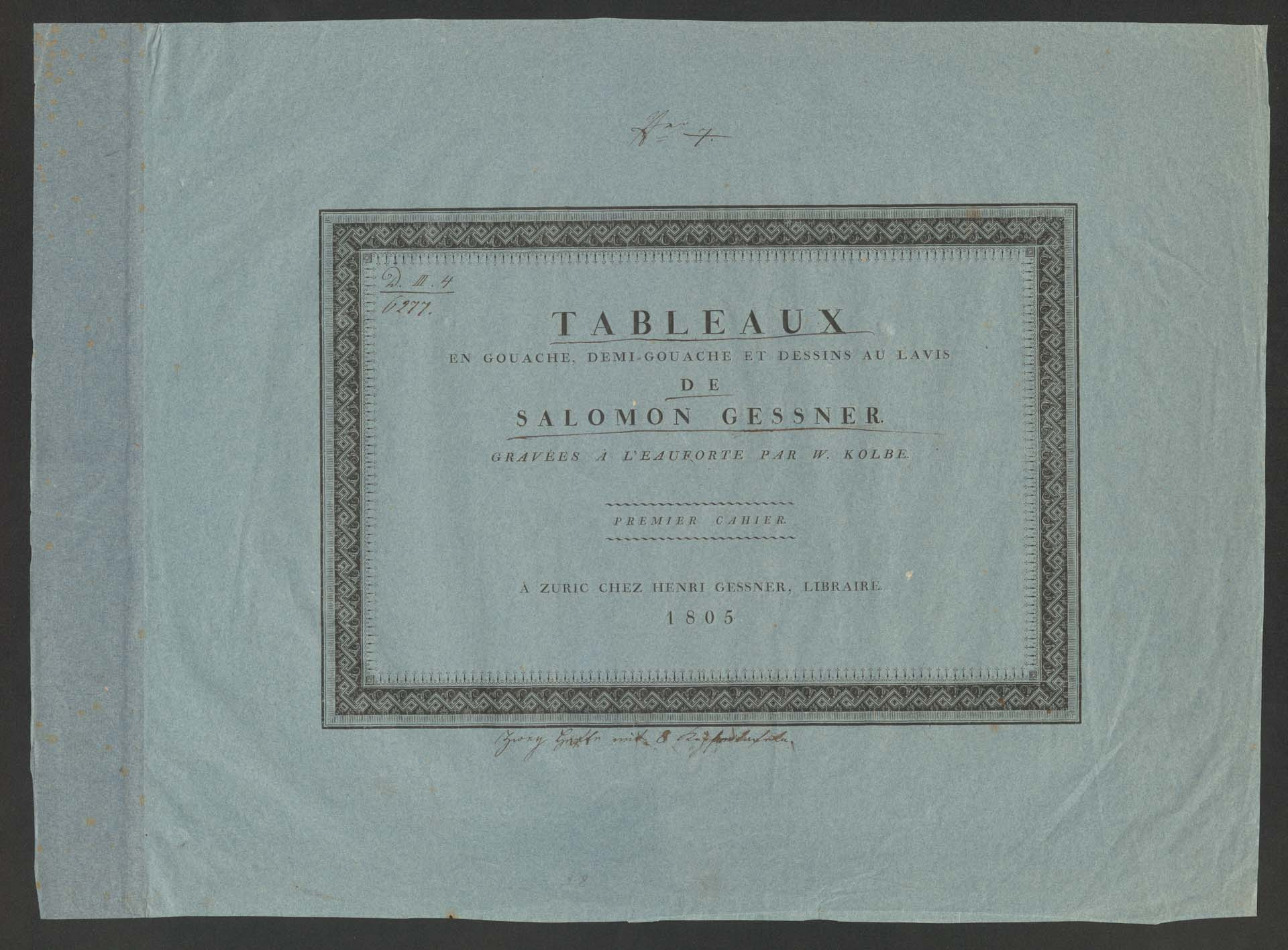 TABLEAUX EN GOUACHE, DEMI-GOUACHE ET DESSINS AU LAVIS DE SALOMON GESSNER.