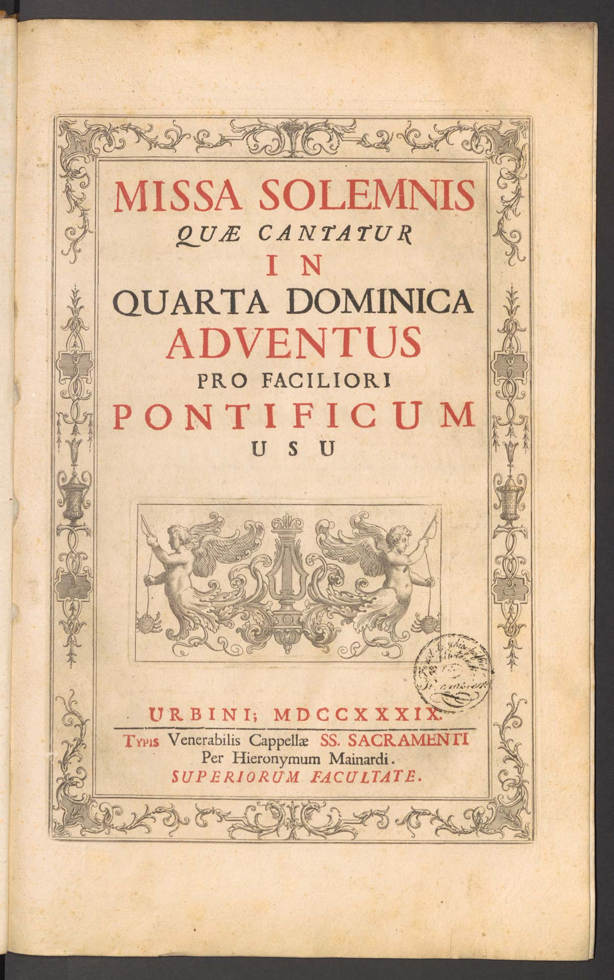 MISSA SOLEMNIS QUAE CANTATUR IN QUARTA DOMINICA ADVENTUS