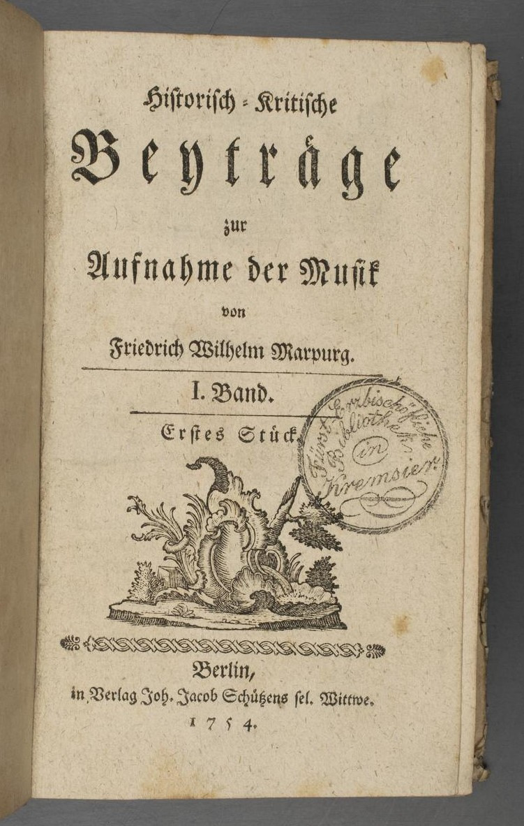 Historisch-Kritische Beyträge zur Aufnahme der Musik.
