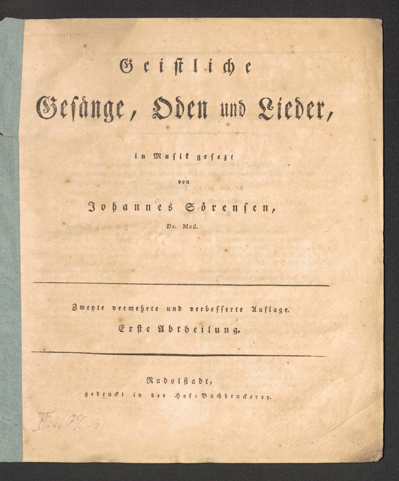 Geistliche Gesänge, Oden und Lieder.