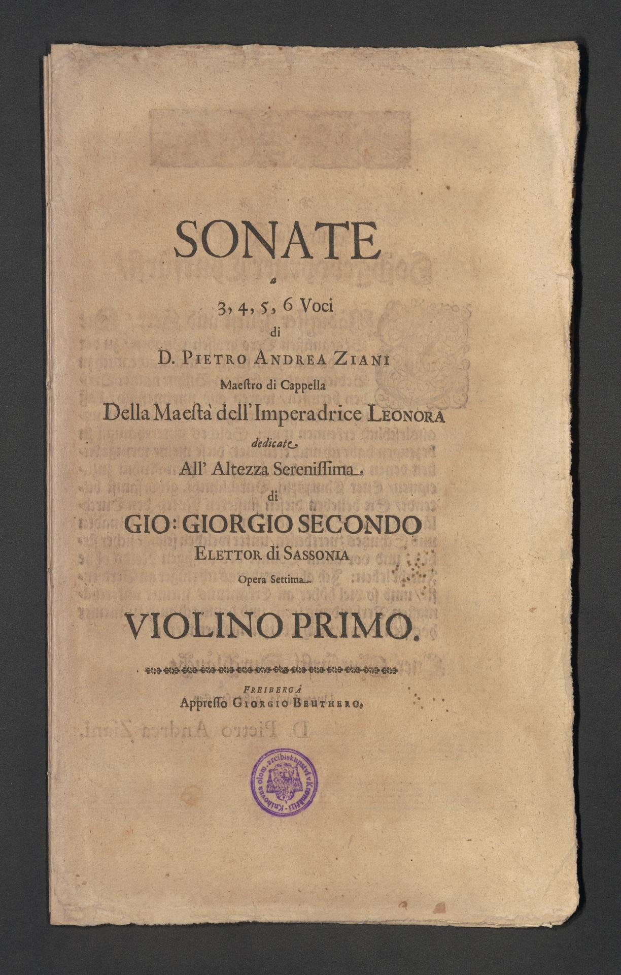SONATE a 3, 4, 5, 6 Voci 