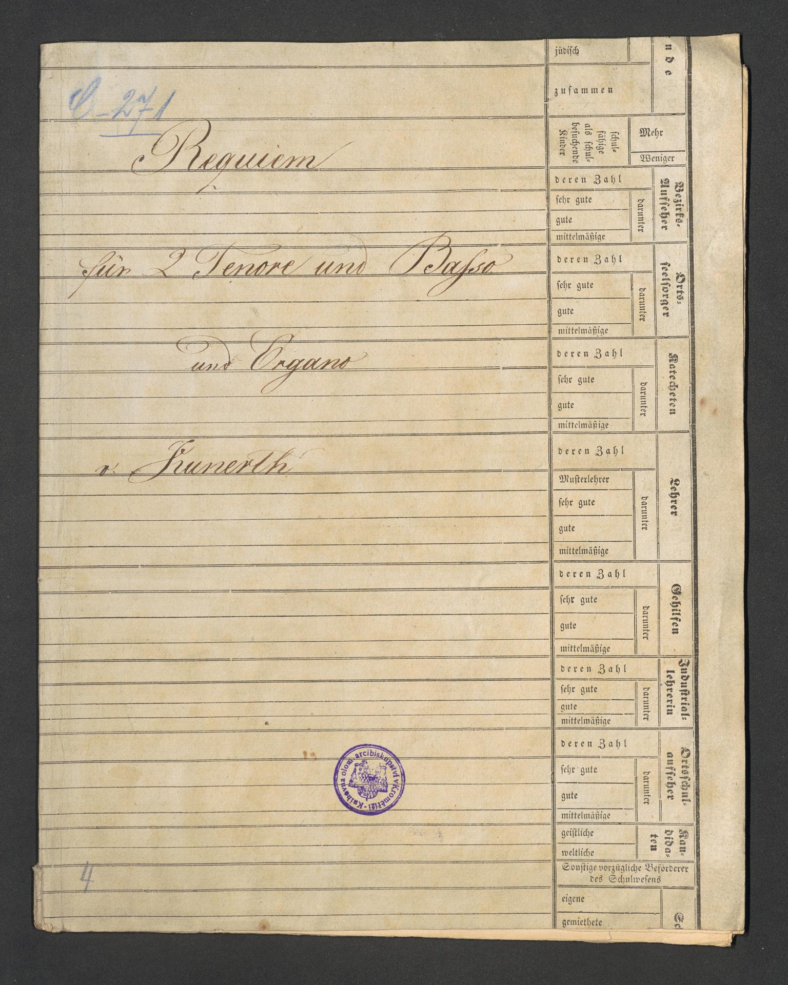 Requiem für 2 Tenore und Basso und Organo No. 3 