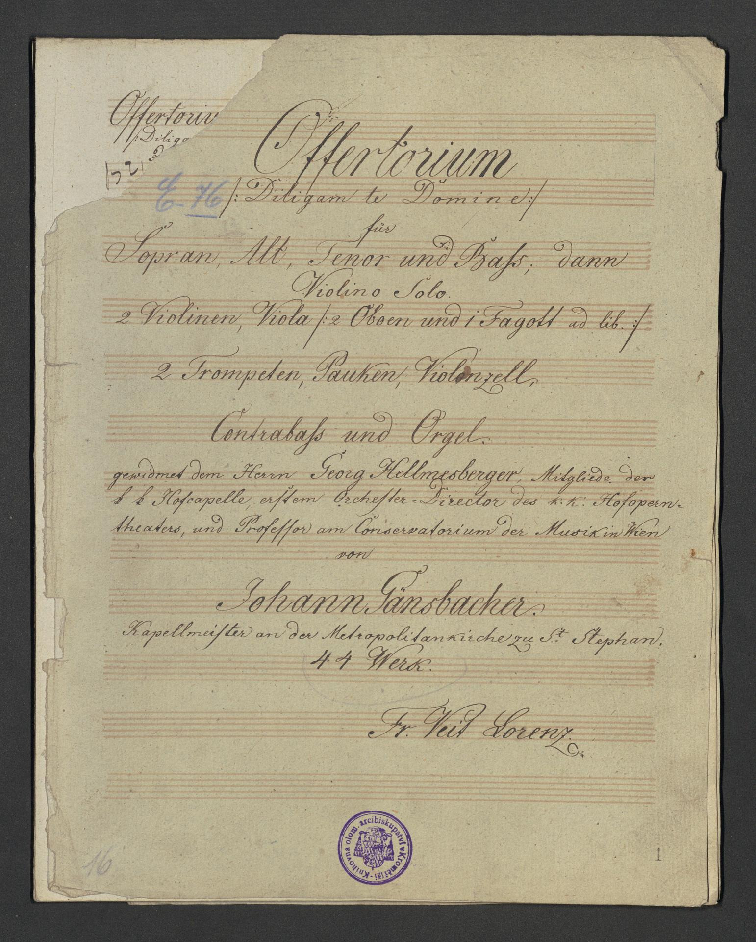 Offertorium (Diligam te Domine) Op. 44