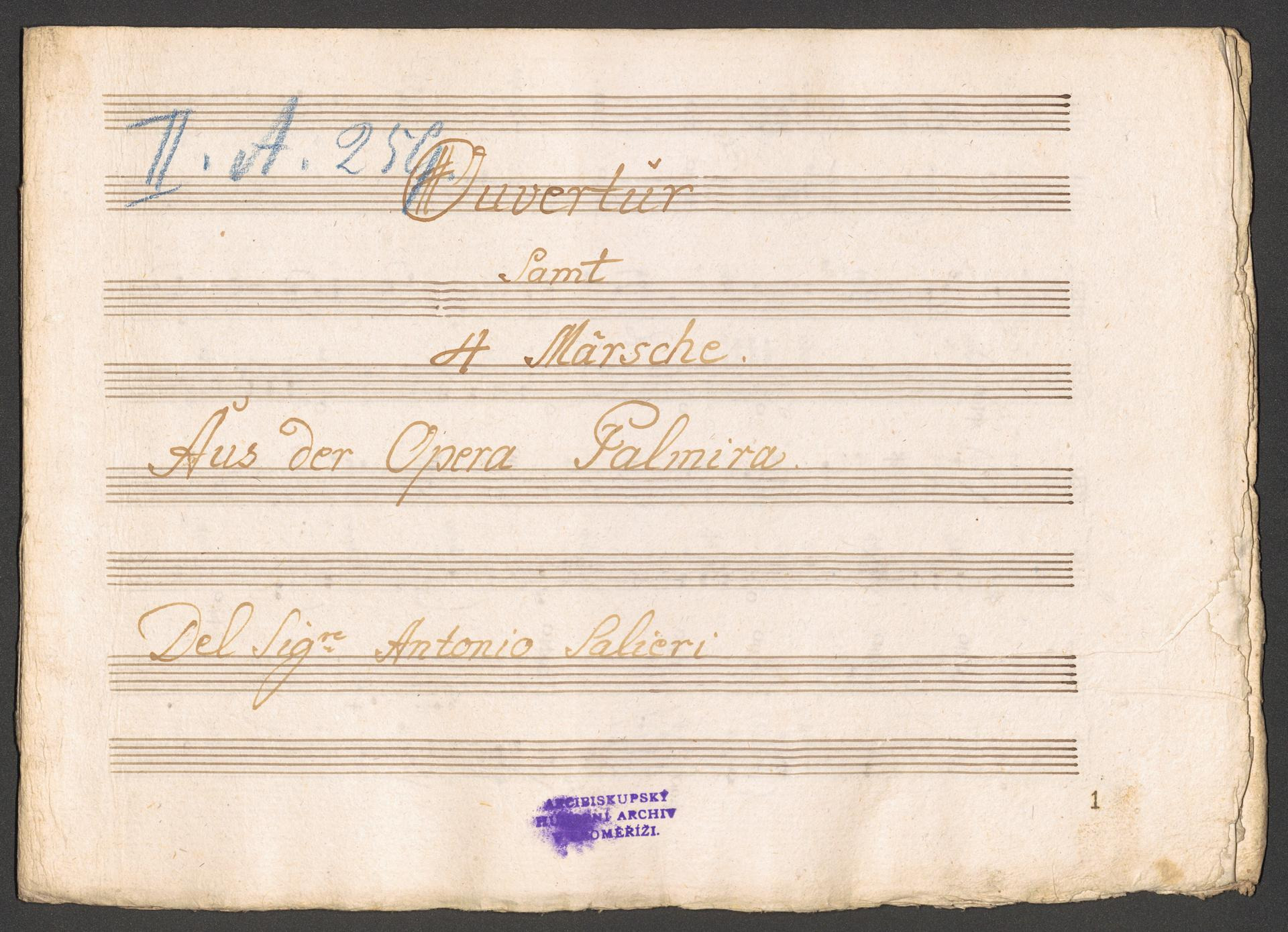 Ouvertur samt IV. Marsch. Aus der Opera "Palmira"
