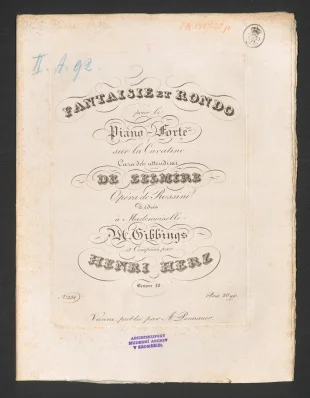 Fantaisie et Rondo. De l'Opera Zelmire de Rossini