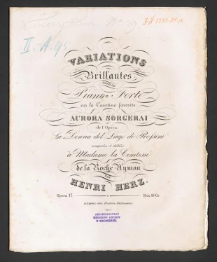 Variations Brillantes. Sur la Cavatine favorite Aurora Sorgerai de l'Opéra: La Dona Del Lago