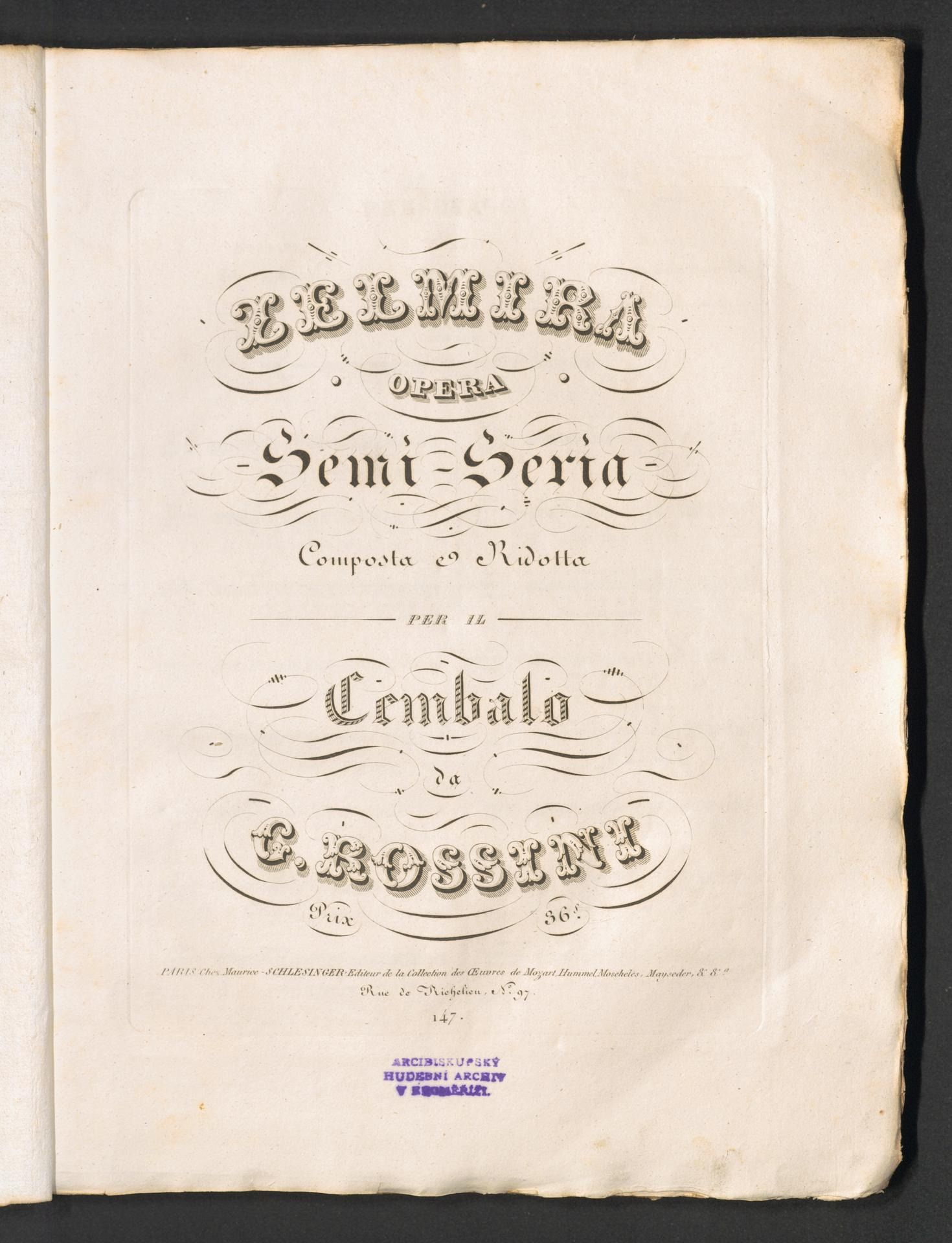 Zelmira, Opera