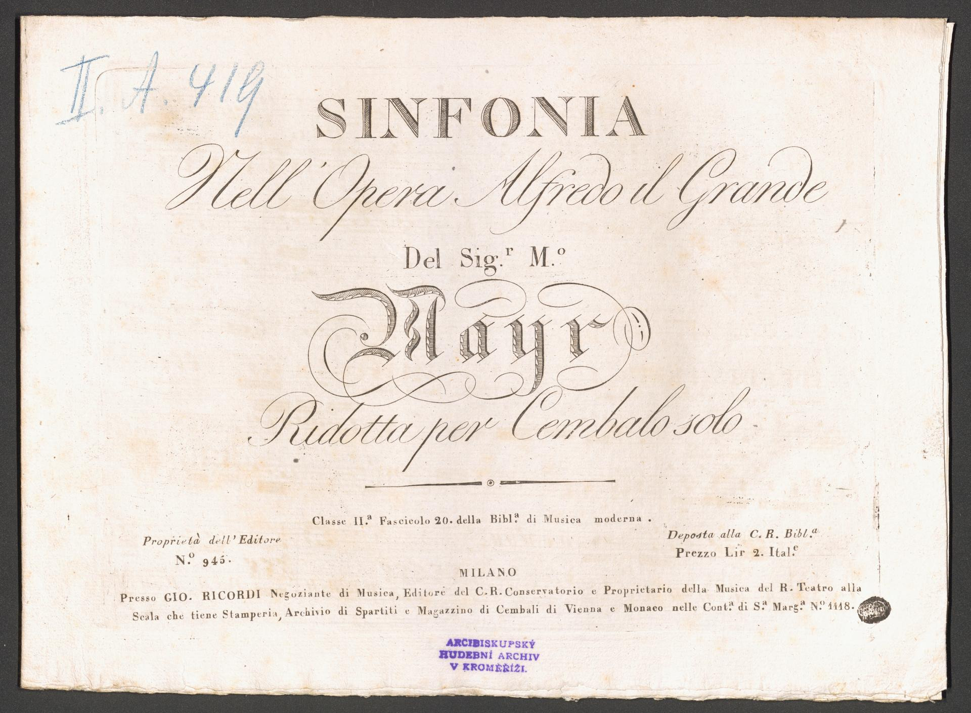 Sinfonia, nell'Opera "Alfredo il Grande"