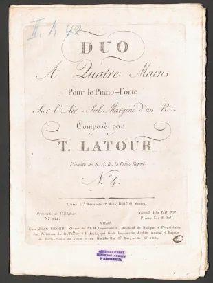 Duo a quatre mains No. 4 (Sur l'Air "Sul Margine d'un Rio")