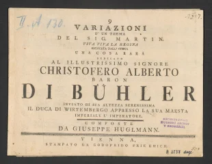 9 Variationi. D'un Thema del sig. Martin (Viva, viva la Regina)