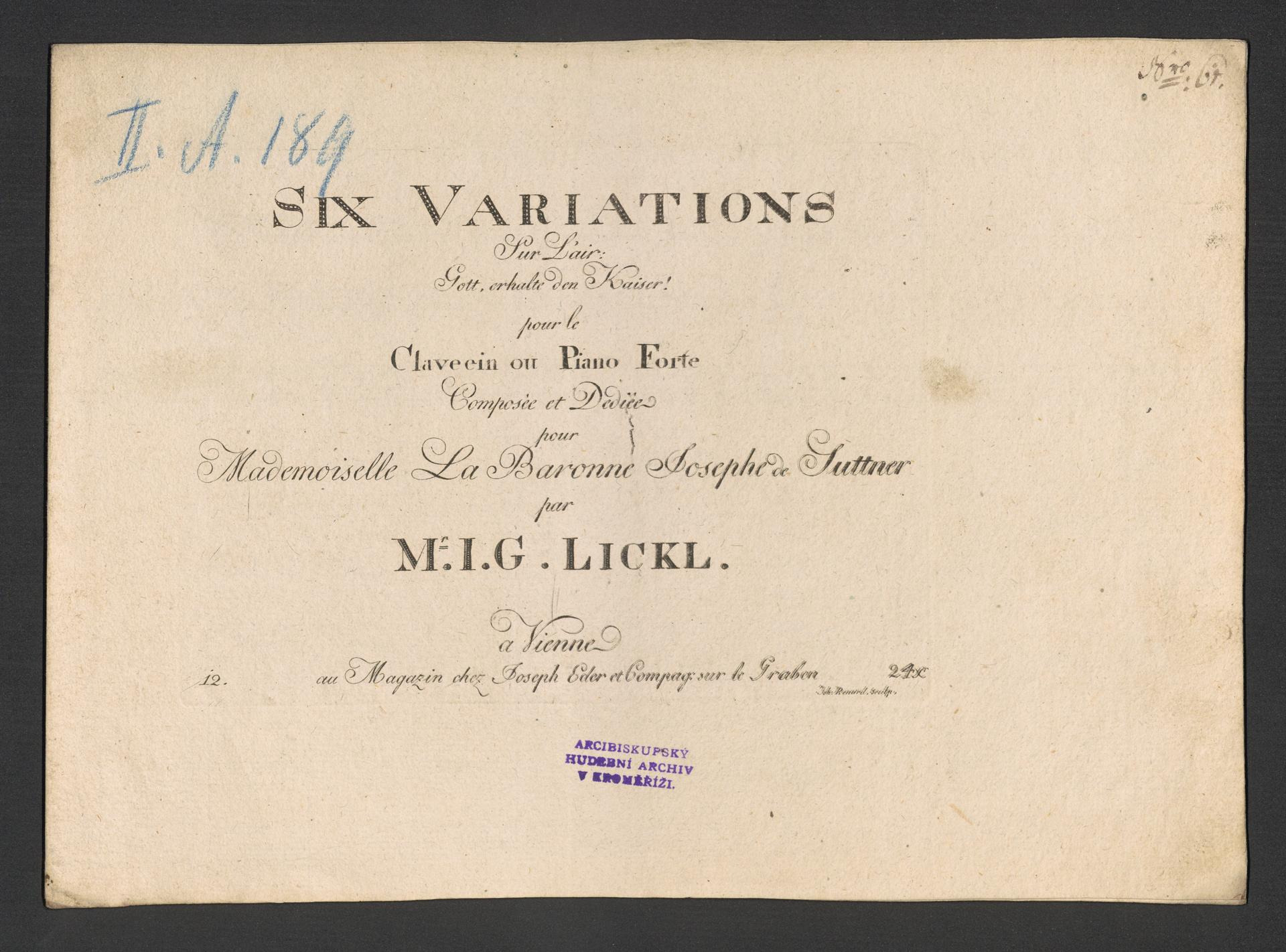 Six Variations sur l'air "Gott, erhalte den Kaiser"
