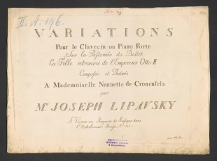 Variations: Sur la Pastorale du Ballet La Fille retrouveé de l'Empereur Otto II.