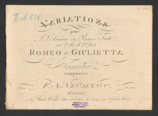 Variations. Sur l'Air de l'Opera Romeo e Giulietta par Crescentini