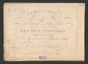 Variations. Sur une Air de l'Opera "Les deux Savoyards"