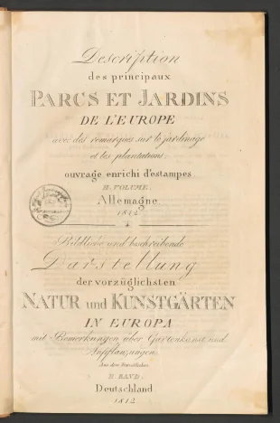 Description des principaux PARCS ET JARDINS DE L’EUROPE