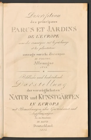 Description des principaux PARCS ET JARDINS DE L’EUROPE