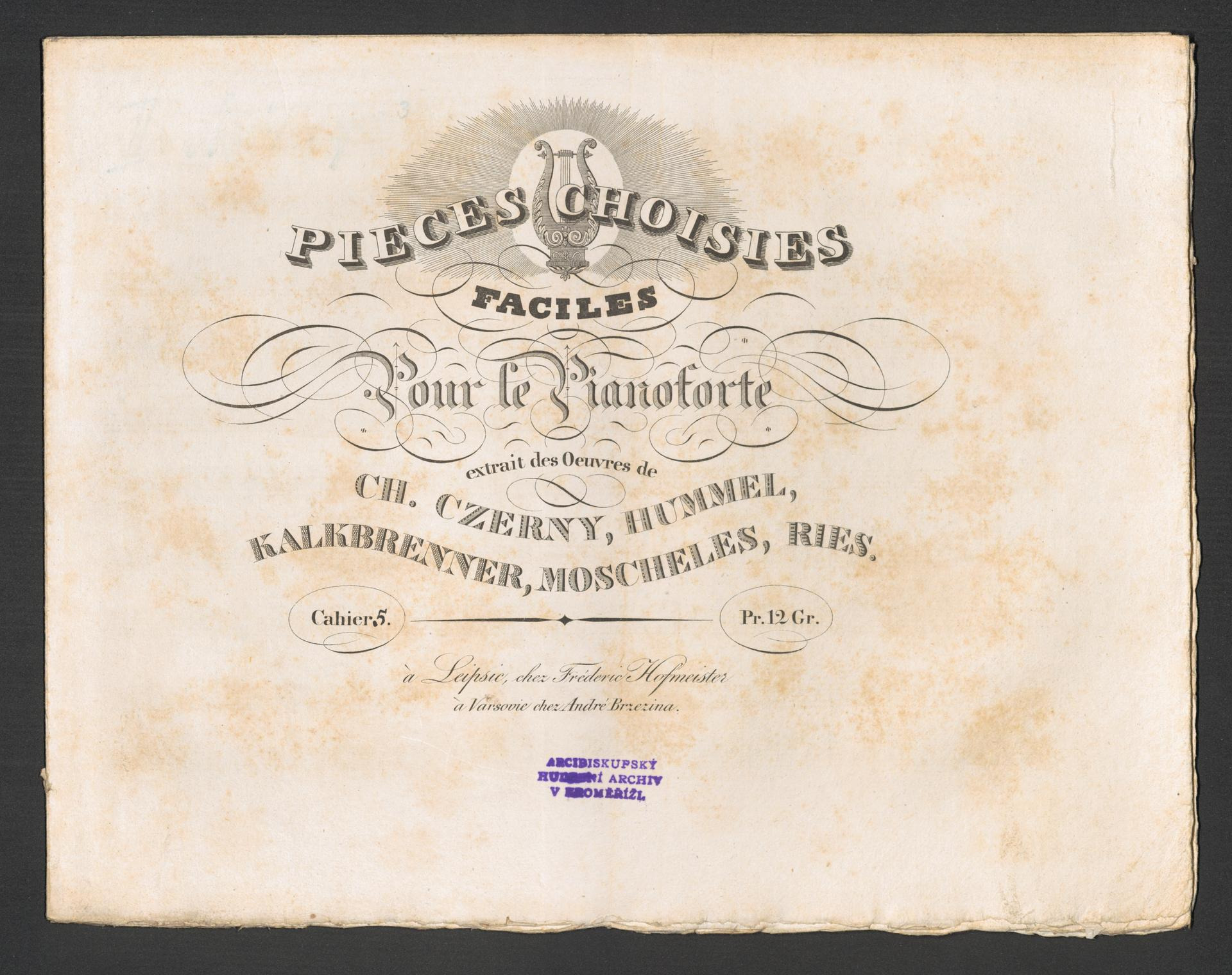 Pieces Choisies Faciles pour le Pianoforte