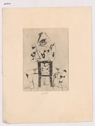 Sedící Arlecchino