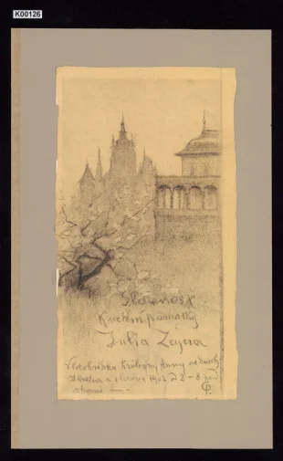 Návrh plakátu na slavnost k uctění památky Julia Zeyera v Praze 1902