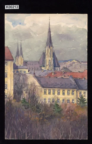 Pohled na Olomouc s dómem a sv. Kopečkem v pozadí