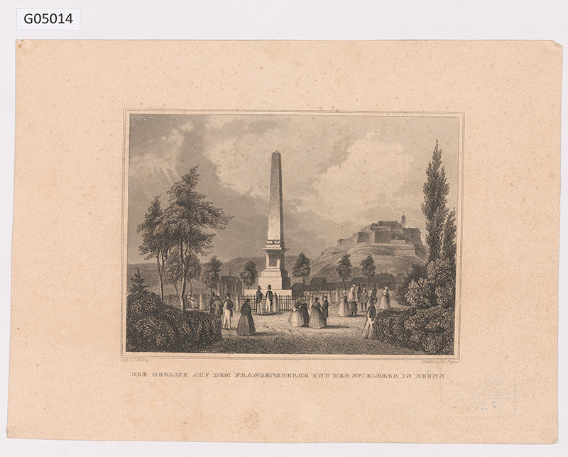 Der Obelisk auf dem Franzensberge und der Spielberg in Brünn