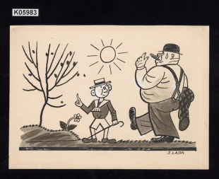 Muž s doutníkem a chlapec - ilustrační kresba