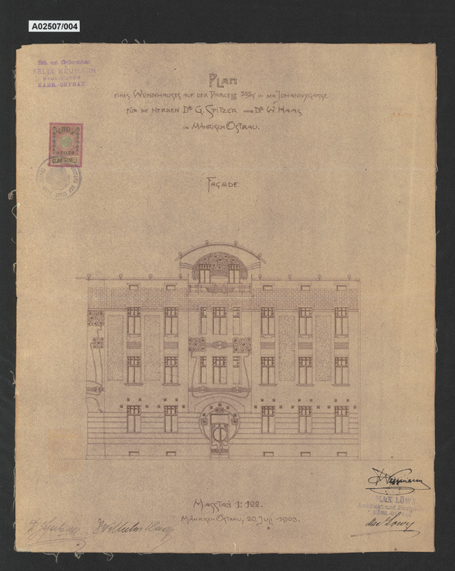 Obytný dům pro pány G. Spitzera a W. Haase, Moravská Ostrava, ul. Na Hradbách 1257/12