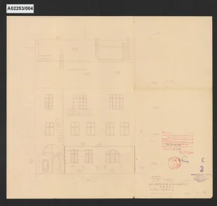 Návrh na přístavbu bankovní budovy (Böhmische Escompte Bank und Credit Anstaldt), Krnov, Hlavní náměstí 33, č.p. 228/1 a 290