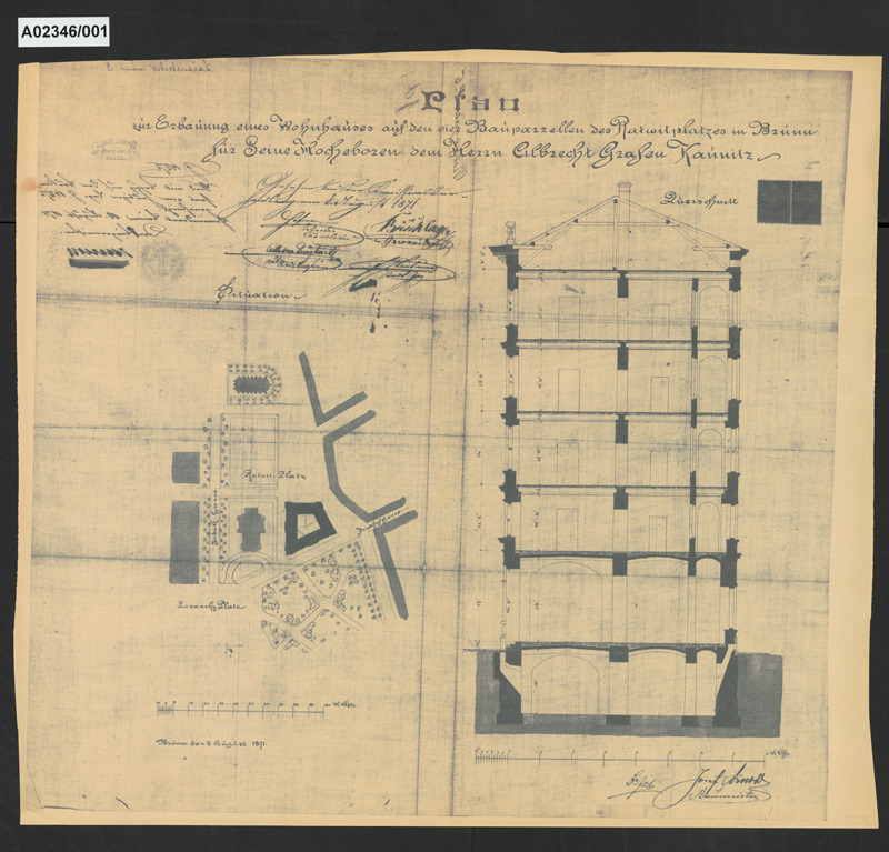 Palác Albrechta Kounice, Brno, Moravské nám. 9 (Lažanského nám.)