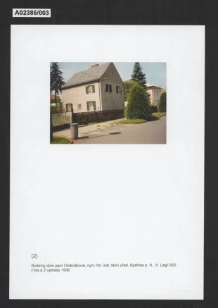 Obytný dům Barbory Ondruškové, Bystřice pod Hostýnem, tř. Legií 902