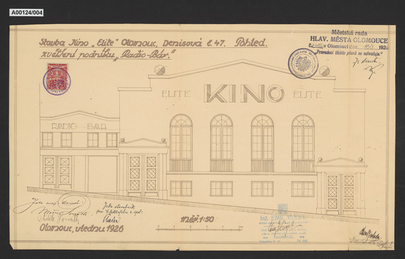 Přestavba podniku Radio-bar a stavba kina Elite, Olomouc, Denisova č.p. 824 (č.o. 7)