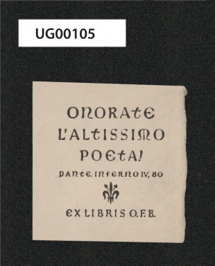 Ex libris O. F. B.