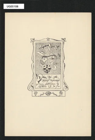 Hospodine / polituj / ny / Nikolaus Aleš, pictor, / Bohemus Miroticensis. / při dwoře p. A. Brandeise na / Sukdole L. P. 1878 (ex libris)