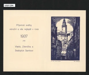 novoročenka Sámkových na rok 1937 - dvojlist