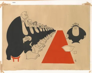 Umývání nohou (karikatura z Trun)