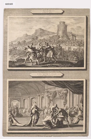 I. Biblický výjev, Matouš XXI., II. Biblický výjev, Matouš XXII.