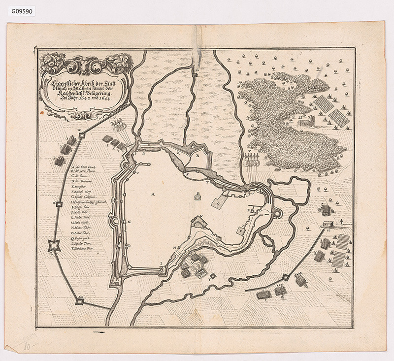 Olomoucké hradby při císařském obléhání v r. 1643 a 1644