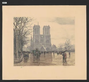Notre Dame v dešti