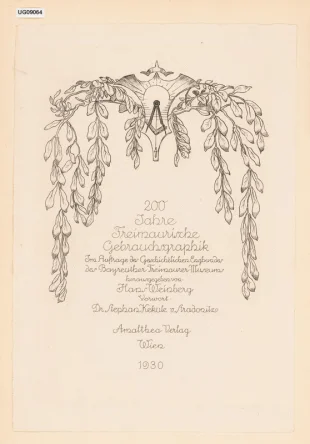 Titulní list k souboru zednářské grafiky. 200 Jahre Freimaurische Gebauchsgraphik...Wien 1930