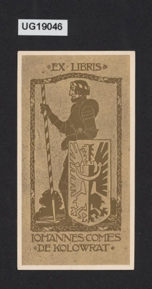 Ex libris Johannes comes de Kolowrat