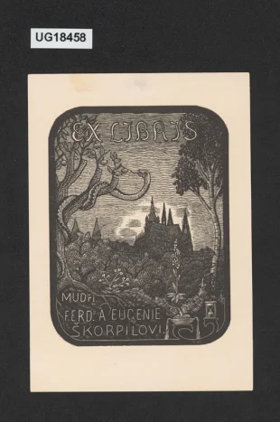 Ex libris MUDři Ferd. a Eugenie Škorpilovi