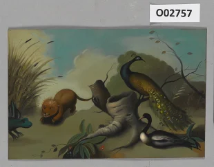 Skupina ptáků s fantastickými zvířaty