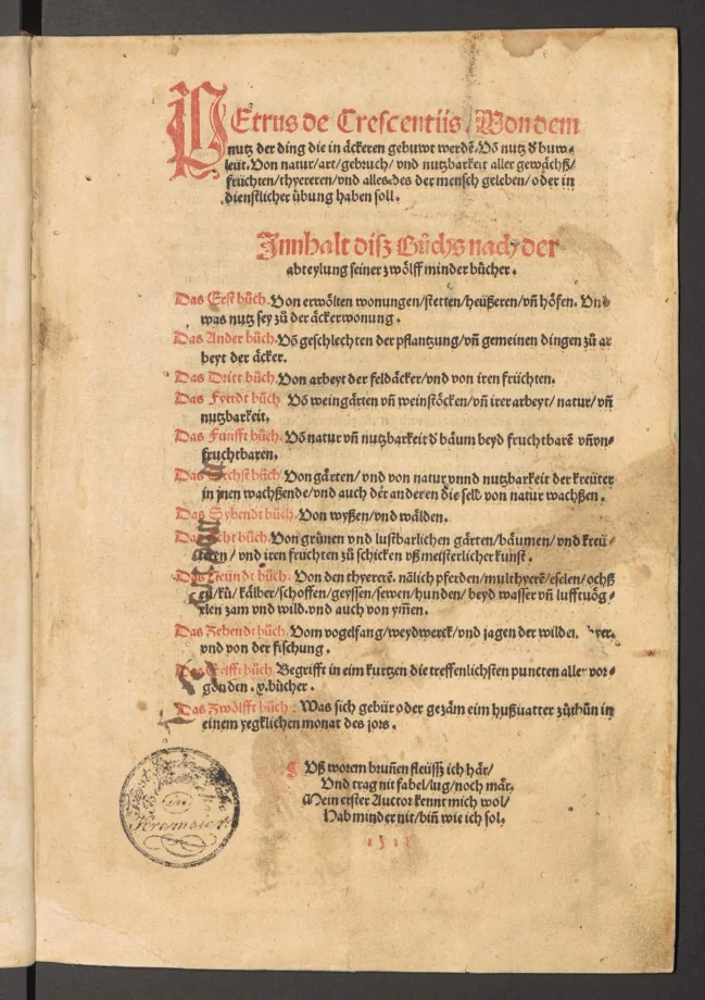 PEtrus de Crescentiis. Von dem nutz der ding die in äckeren gebuwt werde[n]