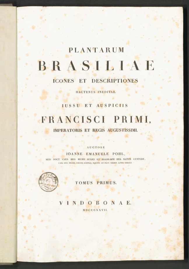 PLANTARUM BRASILIAE ICONES ET DESCRIPTIONES HACTENUS INEDITAE IUSSU ET AUSPICIIS FRANCISCI PRIMI, IMPERATORIS ET REGIS AUGUSTISSIMI.