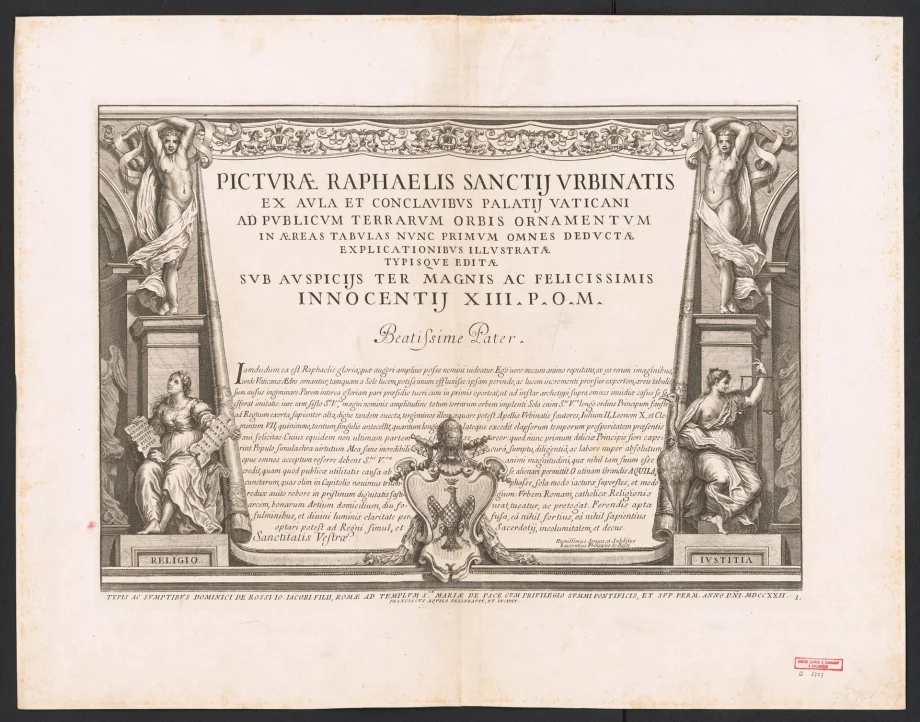 PICTVRAE RAPHAELIS SANCTIJ VRBINATIS EX AVLA ET CONCLAVIBVS PALATIJ VATICANI