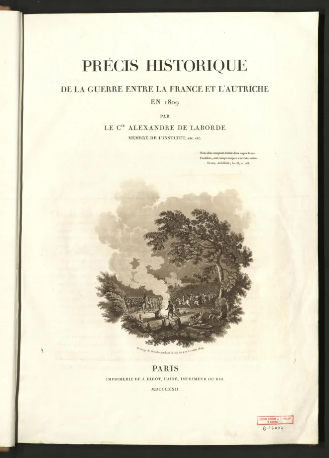 PRÉCIS HISTORIQUE DE LA GUERRE ENTRE LA FRANCE ET L'AUTRICHE EN 1809.