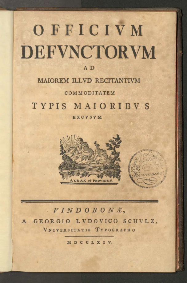 OFFICIVM DEFVNCTORVM AD MAIOREM ILLVD RECITANTIVM COMMODITATEM TYPIS MAIORIBVS EXCVSVM