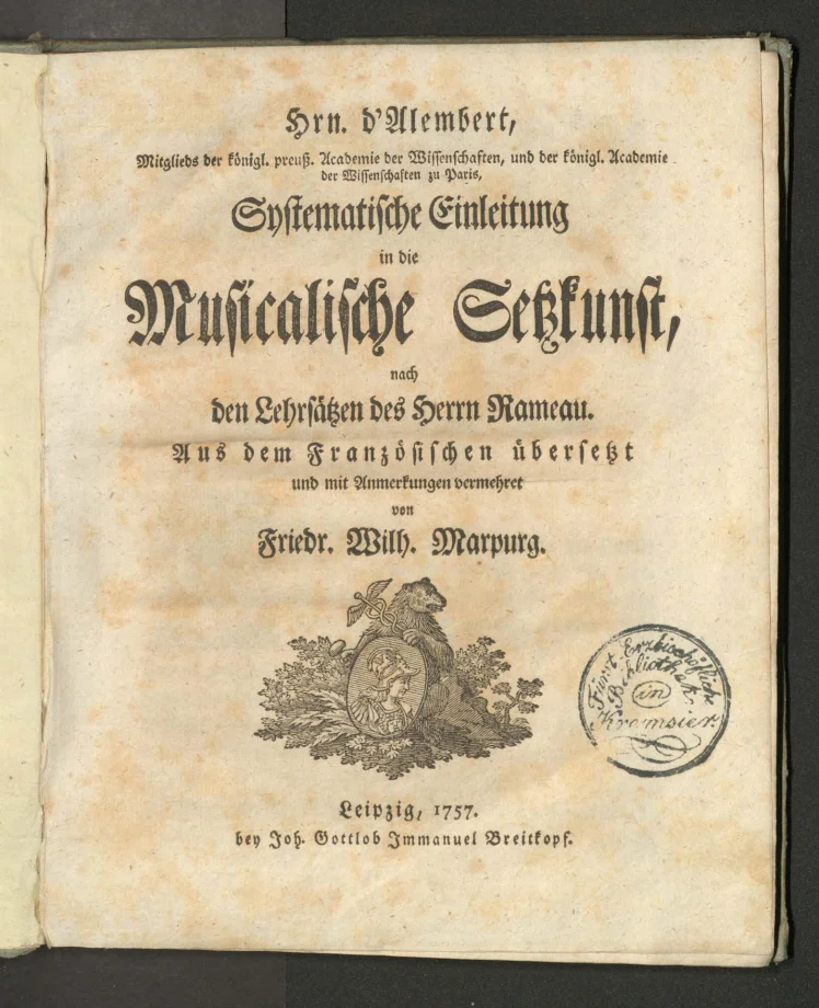 Systematische Einleitung in die musicalische Setzkunst, nach den Lehrsätzen des Herrn Rameau