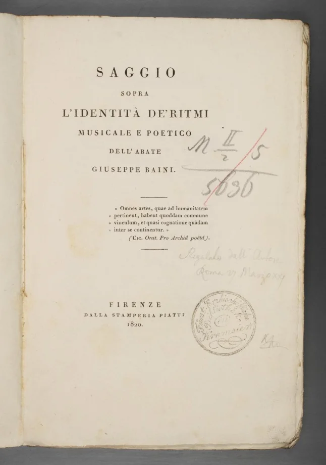 Saggio sopra l'idenità de'ritmi musicale e poetico 